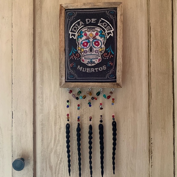 Day Of The Dead Skull Dia De Los Muertos Beaded Halloween Hanging Wall Art - Picture 8 of 17